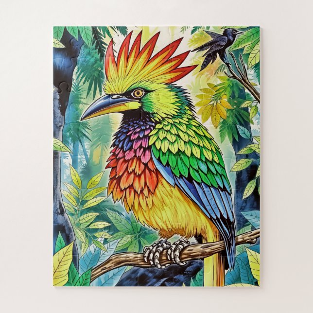 The Vibrant Crested Bird children's Jigsaw Puzzle (Vertical)