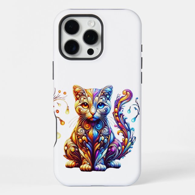 The Vibrant Glow Cat iPhone Case (Back)