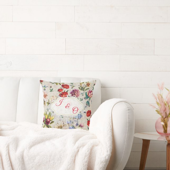 The Victorian-Era  Floral Watercolor Creation Cushion (Couch)