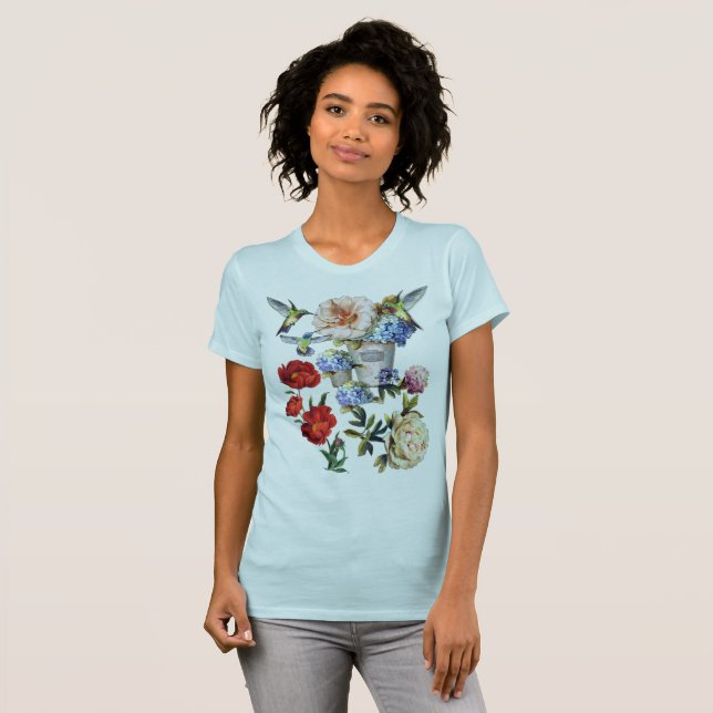 The Victorian-Era  Floral Watercolor Creation T-Shirt (Front Full)