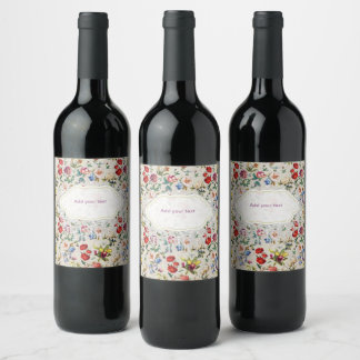 The Victorian-Era Floral Watercolor Creation Wine Wine Label