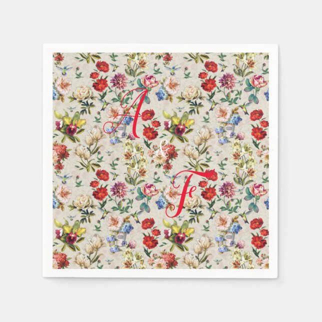 The Victorian-Era Floral Watercolor Napkin (Front)