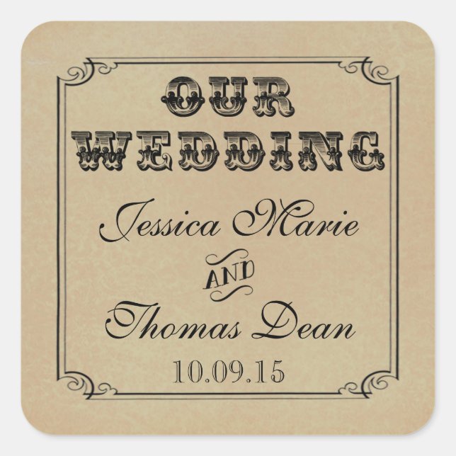 The Victorian Steampunk Wedding Collection Square Sticker (Front)