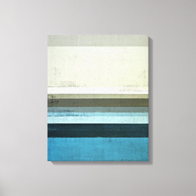 'The View' Blue and Grey Abstract Art Canvas Print (Front)