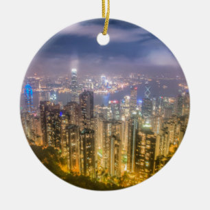 The view of Hong Kong from The Peak Ceramic Tree Decoration