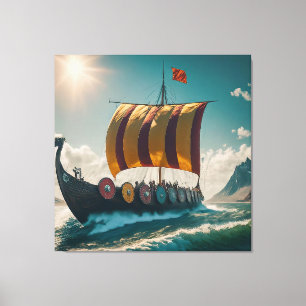 The Viking Longship Cuts Through the Waves Canvas Print