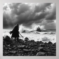 The Viking’s Last Stand – Charcoal Art of Bravery