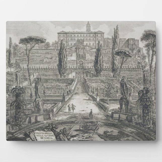 The Villa d'Este at Tivoli (engraving) Plaque (Front)