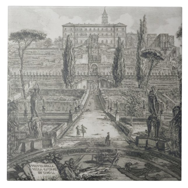 The Villa d'Este at Tivoli (engraving) Tile (Front)