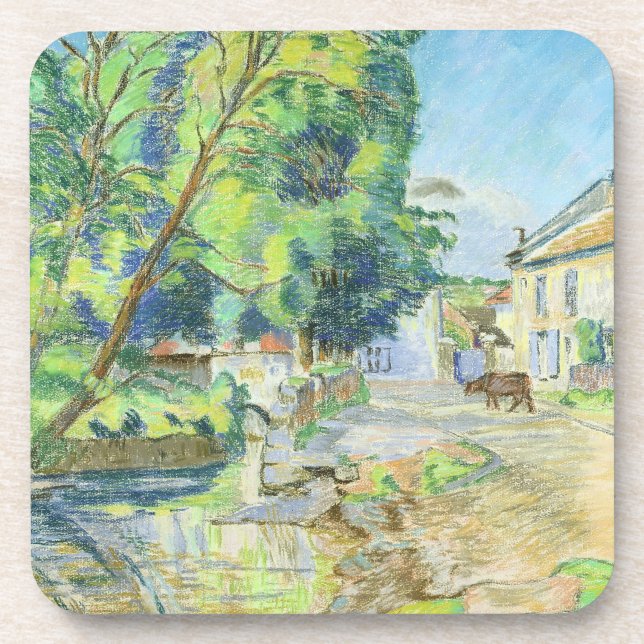 The Village (pastel on paper) Coaster (Front)