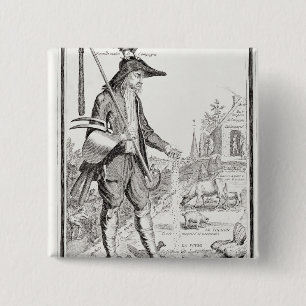 The Village Peasant, Born to Suffer, c.1780 15 Cm Square Badge