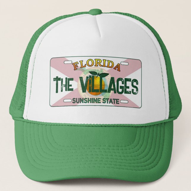 The Villages Florida flag license plate hat (Front)