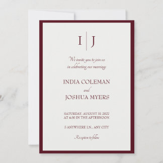 The Vineyard: Burgundy & White Wedding Invitation