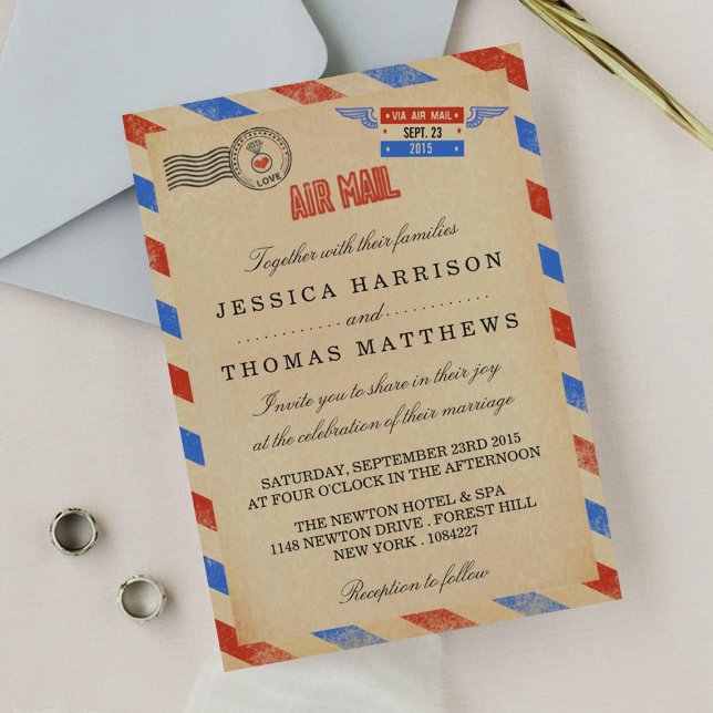 The Vintage Airmail Wedding Collection Invitation (Creator Uploaded)