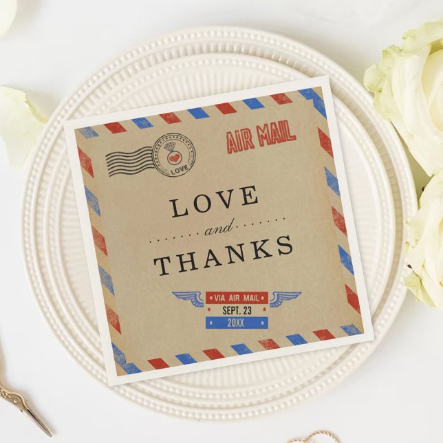 The Vintage Airmail Wedding Collection Napkin (Creator Uploaded)