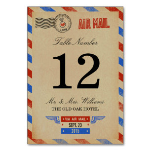 The Vintage Airmail Wedding Collection Table Number