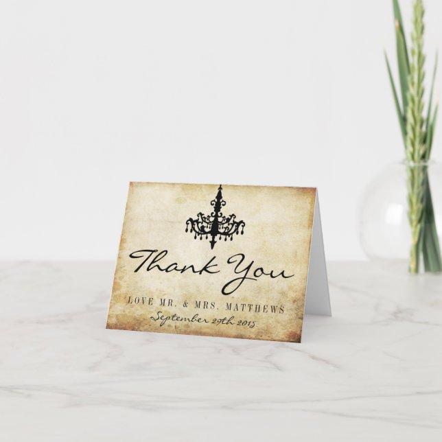 The Vintage Chandelier Wedding Collection Thank You Card (Front)