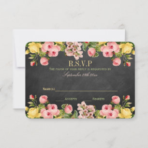 The Vintage Floral Chalkboard Wedding Collection RSVP Card