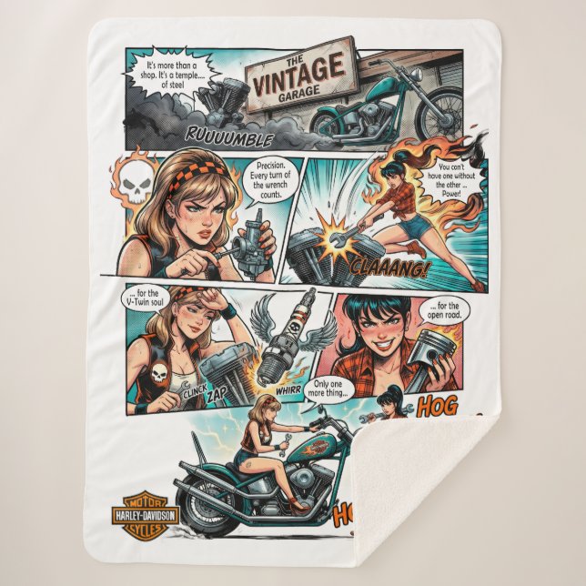 The Vintage Garage Design Sherpa Blanket (Front)