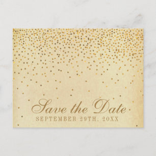 The Vintage Glam Gold Confetti Wedding Collection Announcement Postcard