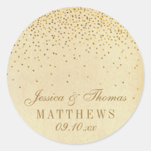 The Vintage Glam Gold Confetti Wedding Collection Classic Round Sticker
