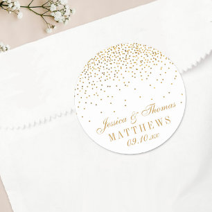 The Vintage Glam Gold Confetti Wedding Collection Classic Round Sticker