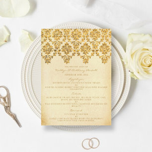 The Vintage Glam Gold Damask Wedding Collection Menu