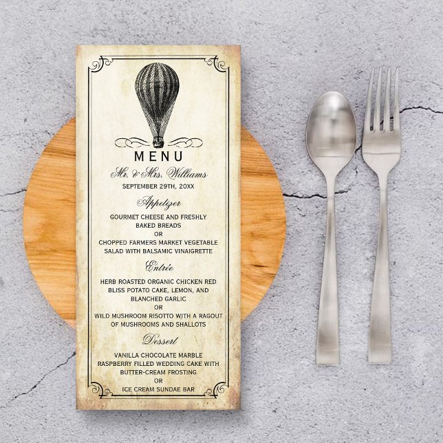 The Vintage Hot Air Balloon Wedding Collection Menu (Creator Uploaded)