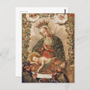 The Virgin Adoring the Christ Child at Christmas Postcard