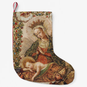 The Virgin Adoring the Christ Child at Christmas Small Christmas Stocking
