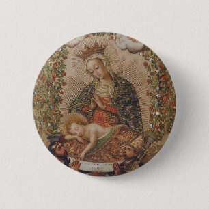 The Virgin Adoring the Christ Child Christmas 6 Cm Round Badge