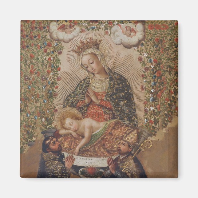 The Virgin Adoring the Christ Child Christmas Magnet (Front)