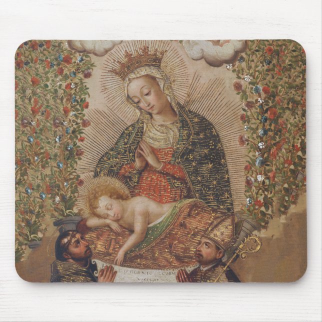 The Virgin Adoring the Christ Child Christmas Mouse Pad (Front)