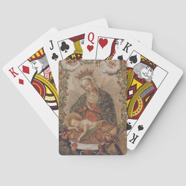 The Virgin Adoring the Christ Child Christmas Playing Cards (Back)