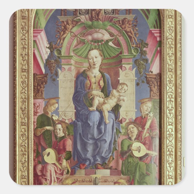 The Virgin and Child Enthroned, mid 1470s Square Sticker (Front)