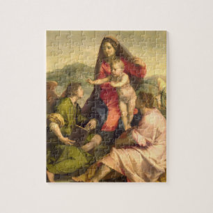 The Virgin and Child with a Saint and an Angel, c. Jigsaw Puzzle