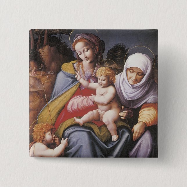 The Virgin and Child with St Elizabeth 15 Cm Square Badge (Front)