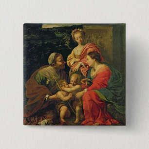 The Virgin and Child with St. Elizabeth, the Infan 15 Cm Square Badge