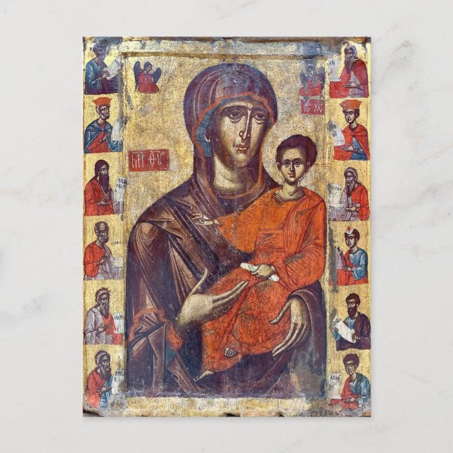 The Virgin Hodegetria Flanked by Prophets Icon Postcard (Front)