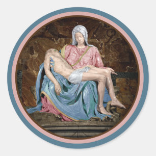 The Virgin Mary and Christ Pietà  by Michelangelo Classic Round Sticker