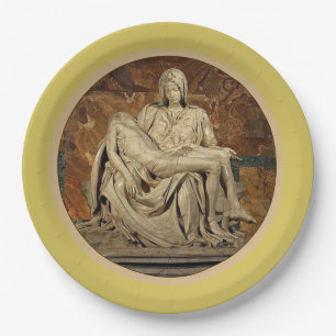 The Virgin Mary and Christ Pietà by Michelangelo Paper Plate