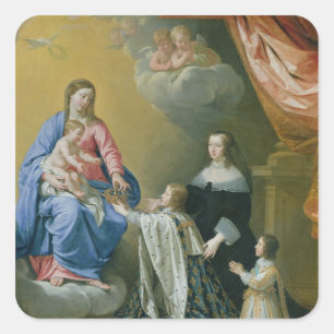 The Virgin Mary gives the Crown and Sceptre Square Sticker