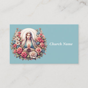 The Virgin Mary Praying with Roses (Blue) Business Card