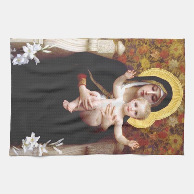 The Virgin of the Lilies Tea Towel (Horizontal)