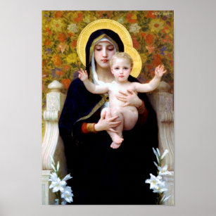 The Virgin of the Lily, Bouguereau Poster