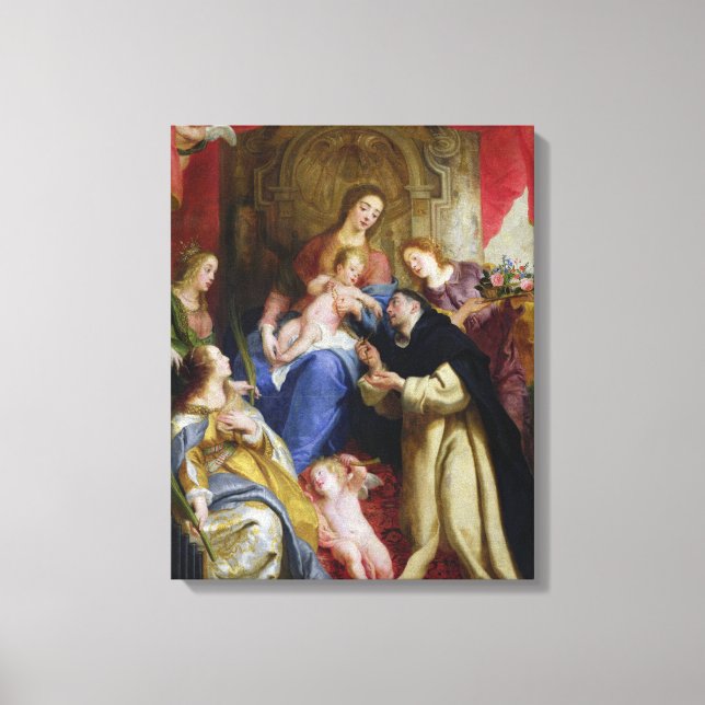 The Virgin Offering the Rosary Canvas Print (Front)