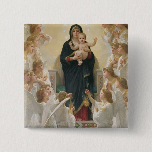 The Virgin with Angels, 1900 15 Cm Square Badge (Front)