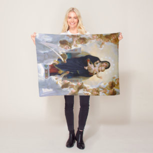 The Virgin with Angels, Bouguereau Fleece Blanket