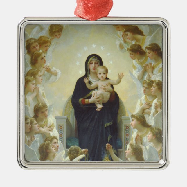 The Virgin With Angels Metal Tree Decoration (Front)