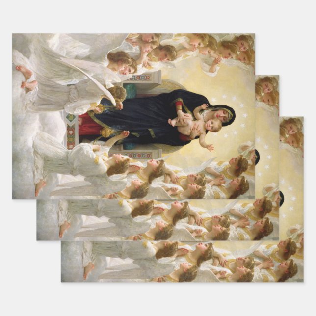 The Virgin With Angels -William-Adolphe Bouguereau Wrapping Paper Sheet (Set)